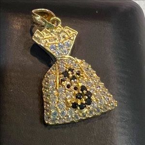 10k Solid Gold & Diamond Money Bag Pendant